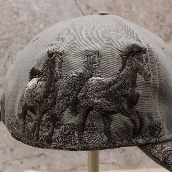 Vintage Wild Life Series Dri Duck Hat Cap Mens Brown Horses Embroidered Rare 90s - Picture 4 of 9